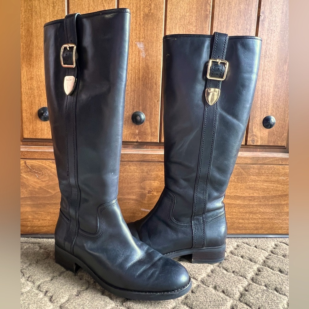 Coach Easton Semi-Matte Calf Boots, Black, 7.5 M